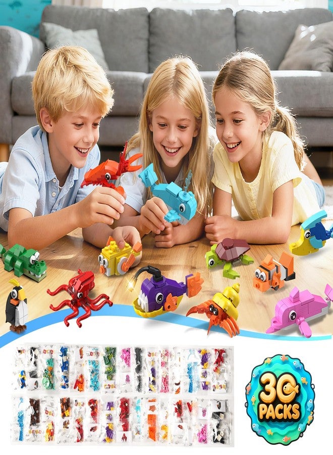 Hogokids 30 Pack Animals Valentines Party Favors For Kids, 824PCS Marine Animal Building Block Sets for Valentines Day Goodie Bags Filler Classroom Prizes Stocking Stuffers Birthday Gifts for Boys Girls 6+ - Image 2